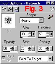 Retouch tool settings