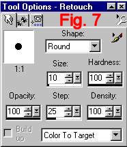 Retouch tool settings